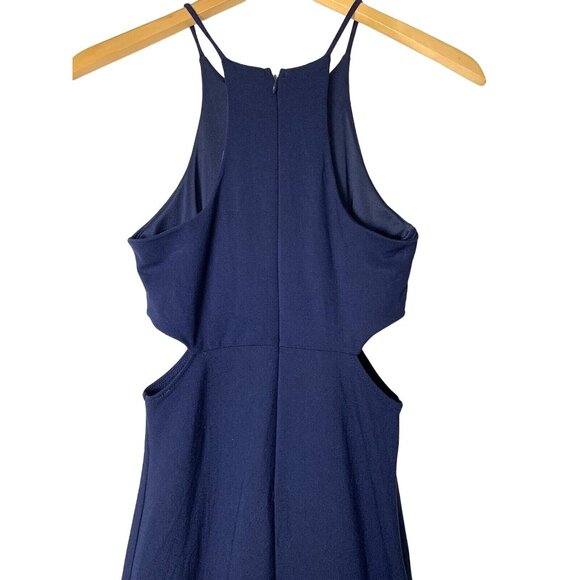 Womens Soprano Navy Midi Dress Cutout S Jr Sleeveless Halter Slit 7532 NWOT - Picture 6 of 9